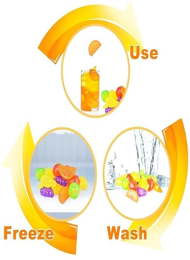 CLICKSWIFT مكعبات ثلج قابلة لإعادة الاستخدام من كليك سويفت، مكعبات ثلج بلاستيكية على شكل فاكهة للكوكتيلات والويسكي والمشروبات، لتبريد المشروبات، مكعبات ثلج قابلة للغسل وإعادة التجميد، إكسسوارات بار، خالية من مادة BPA، 12 قطعة (متعددة الألوان) - Image 4